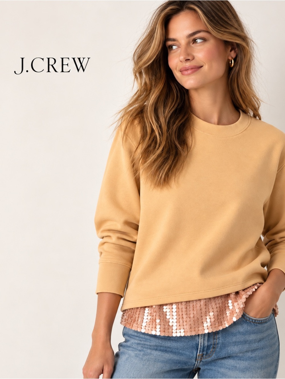 J. Crew Women's Crewneck Sweater in Camel/Tan